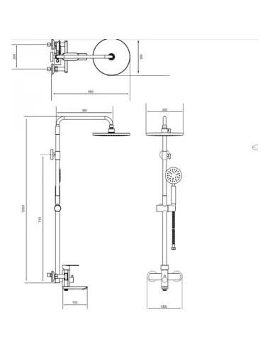 Душевая система с изливом Venta VL613KS, нержавеющая сталь, сатин - 4