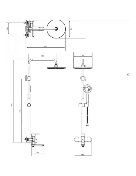 Душева система з виливом Venta VL613KS, нержавіюча сталь, сатин - 4