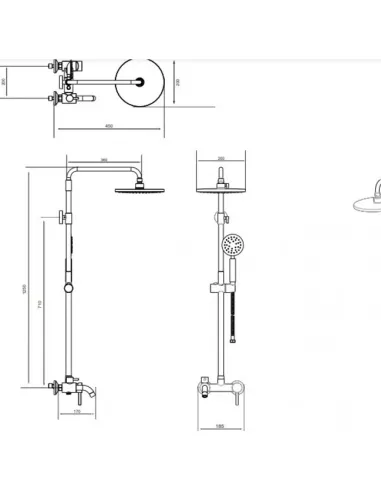 Душевая система с изливом Venta VS603LS, нержавеющая сталь, сатин - 3