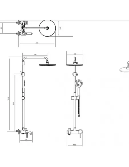 Душева система з виливом Venta VS603LS, нержавіюча сталь, сатин - 3