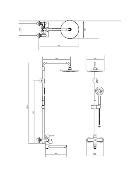 Душевая система с изливом Venta VS633KS, нержавеющая сталь, сатин - 2