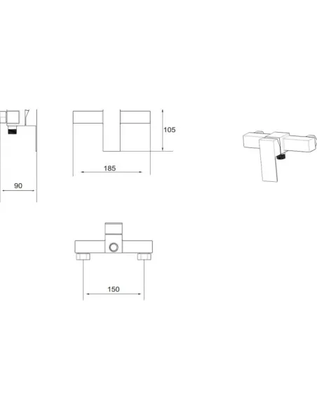 Змішувач для душу Venta VC513NS, нержавіюча сталь, сатин - 3
