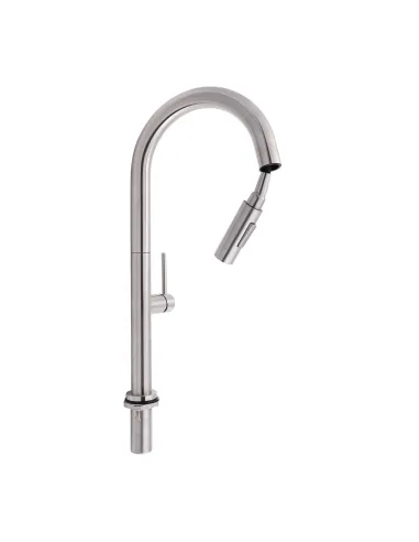 Смеситель для кухни с выдвижным изливом Q-Тap Lenicka QTLEN9138103UN Brushed Nickel PVD - 3