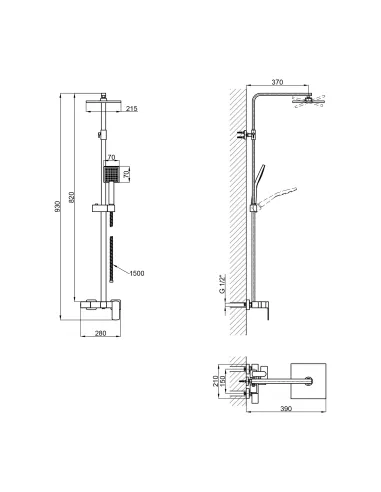 Душевая система Q-Тap Capricorn 53103KNC Chrome с изливом - 2