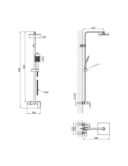 Душевая система Q-Тap Capricorn 53103KNC Chrome с изливом - 2