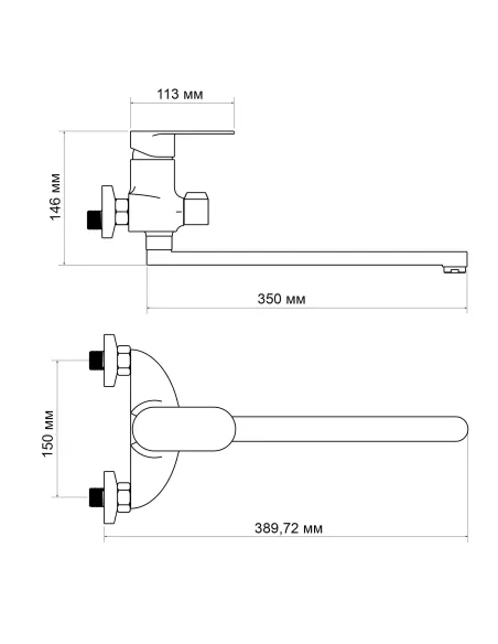 Змішувач для ванни Lidz Tani 0052 LDTAN0052CRM44960 Chrome з довгим виливом - 2