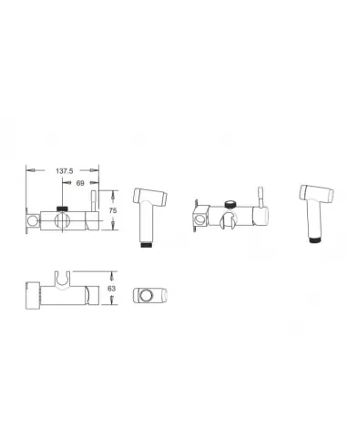 Змішувач з гігієнічним душем Venta VS202VS, нержавіюча сталь, сатин - 4