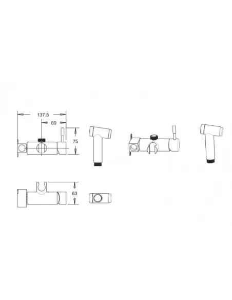 Смеситель с гигиеническим душем Venta VS202VS, нержавеющая сталь, сатин - 4