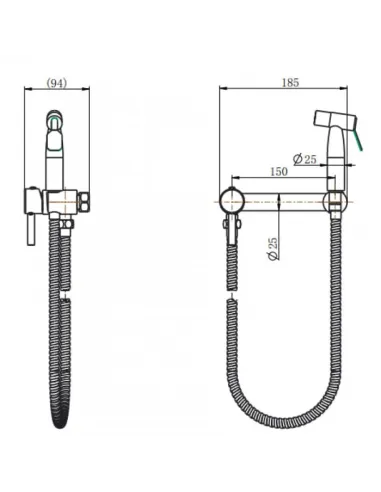 Змішувач з гігієнічним душем Venta VS223NS, нержавіюча сталь, сатин - 4