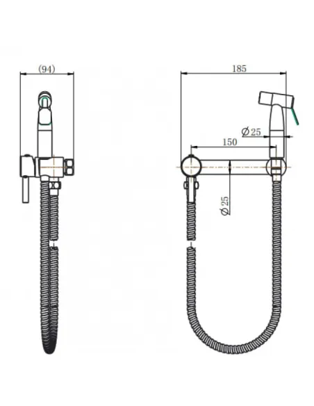 Змішувач з гігієнічним душем Venta VS223NS, нержавіюча сталь, сатин - 4