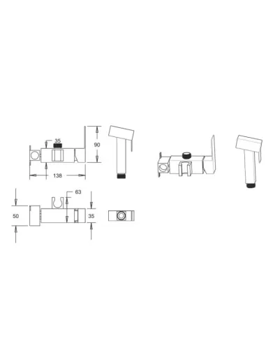 Змішувач із гігієнічним душем Venta VC202VB, нержавіюча сталь, чорний - 4