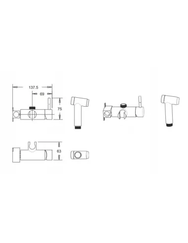 Смеситель с гигиеническим душем Venta VS202VB, нержавеющая сталь, черный - 4