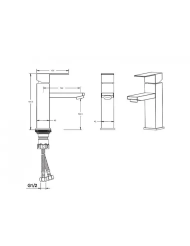 Смесители для умывальника скрытого монтажа Venta VC102MS, нержавеющая сталь, сатин - 4