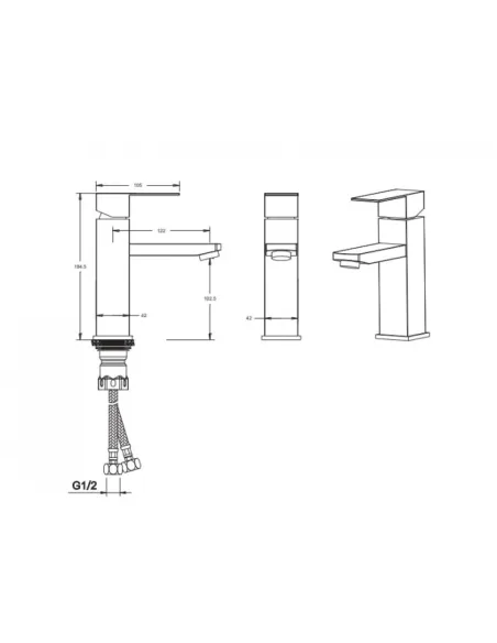 Смесители для умывальника скрытого монтажа Venta VC102MS, нержавеющая сталь, сатин - 4