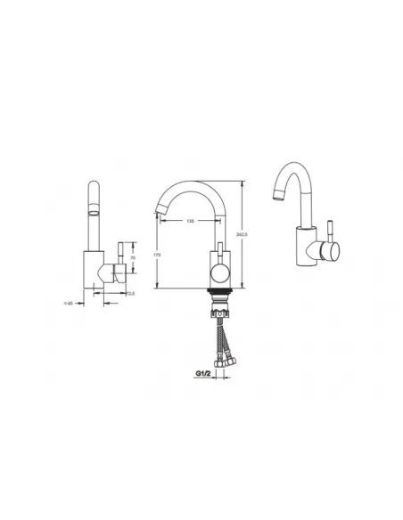 Змішувачі для умивальника прихованого монтажу Venta VS112US, нержавіюча сталь, сатин - 4