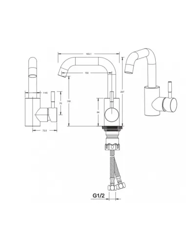 Змішувачі для умивальника прихованого монтажу Venta VS122FS, нержавіюча сталь, сатин - 4