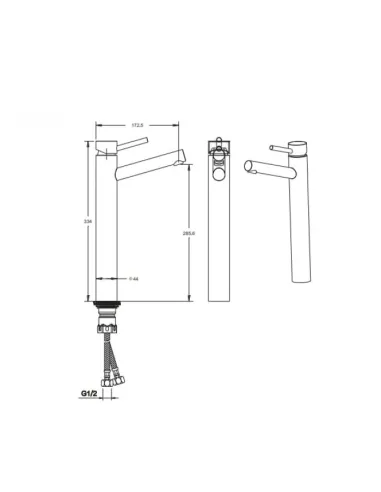 Змішувачі для умивальника прихованого монтажу Venta VS132HS, нержавіюча сталь, сатин - 4