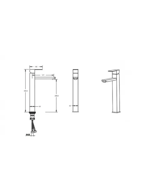 Смесители для умывальника скрытого монтажа Venta VC102HB, нержавеющая сталь, черный - 4