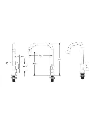 Монокран для умывальника Venta VS702FS, нержавеющая сталь, сатин - 3
