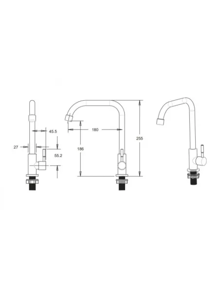 Монокран для умывальника Venta VS702FS, нержавеющая сталь, сатин - 3