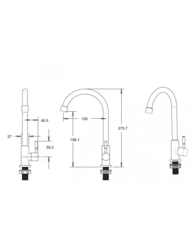 Монокран для умывальника Venta VS712US, нержавеющая сталь, сатин - 3