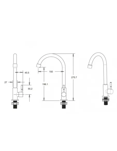 Монокран для умывальника Venta VS712US, нержавеющая сталь, сатин - 3