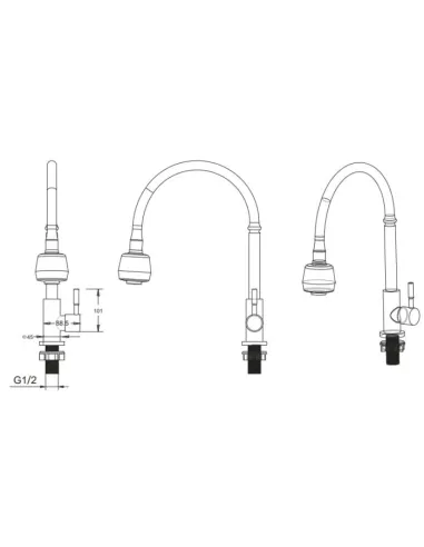 Монокран для умывальника Venta VS722SS, рефлекторний гусак, нержавеющая сталь, сатин - 3