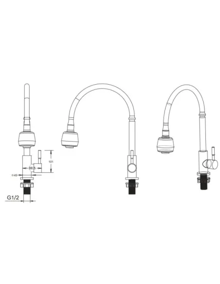 Монокран для умивальника Venta VS722SS, рефлекторний гусак, нержавіюча сталь, сатин - 3