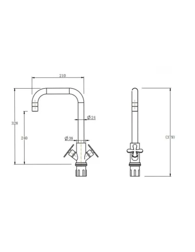 Смеситель для кухни двухвентильный Venta VK403FS, нержавеющая сталь, сатин - 4