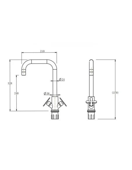 Смеситель для кухни двухвентильный Venta VK403FS, нержавеющая сталь, сатин - 4