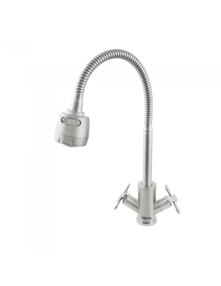 Смеситель для кухни двухвентильный Venta VК422SS, рефлекторний гусак, нержавеющая сталь, сатин - 1