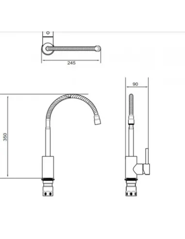Змішувач для кухні Venta VS412SS, рефлекторний гусак, нержавіюча сталь, сатин - 4