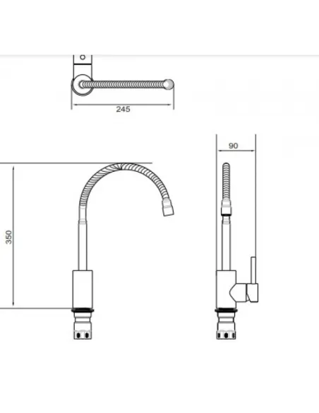 Змішувач для кухні Venta VS412SS, рефлекторний гусак, нержавіюча сталь, сатин - 4