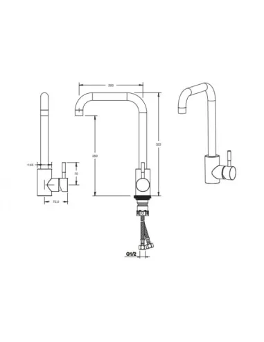 Змішувач для кухні Venta VS402FS, нержавіюча сталь, сатин - 4