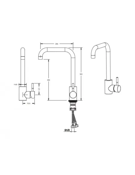 Смеситель для кухни Venta VS402FS, нержавеющая сталь, сатин - 4