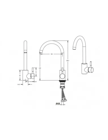 Змішувач для кухні Venta VS402US, нержавіюча сталь, сатин - 4