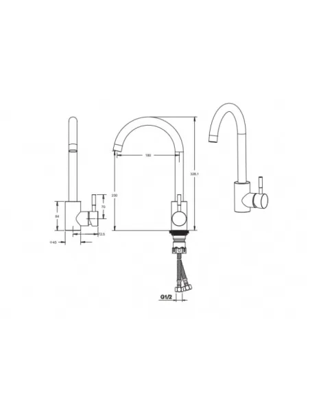 Смеситель для кухни Venta VS402US, нержавеющая сталь, сатин - 4