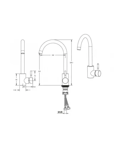 Змішувач для кухні Venta VS402UA, нержавіюча сталь, сірий - 2