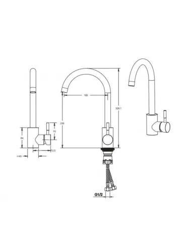 Змішувач для кухні Venta VS402UB, нержавіюча сталь, чорний - 4