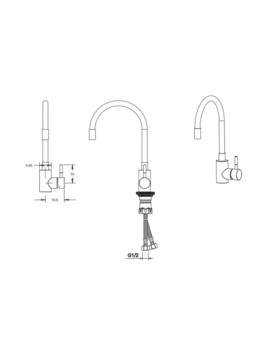 Змішувач для кухні з гнучким виливом Venta VS452SG, нержавіюча сталь, сірий - 4