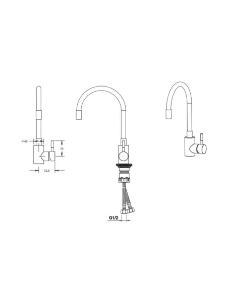 Змішувач для кухні з гнучким виливом Venta VS452SG, нержавіюча сталь, сірий - 4