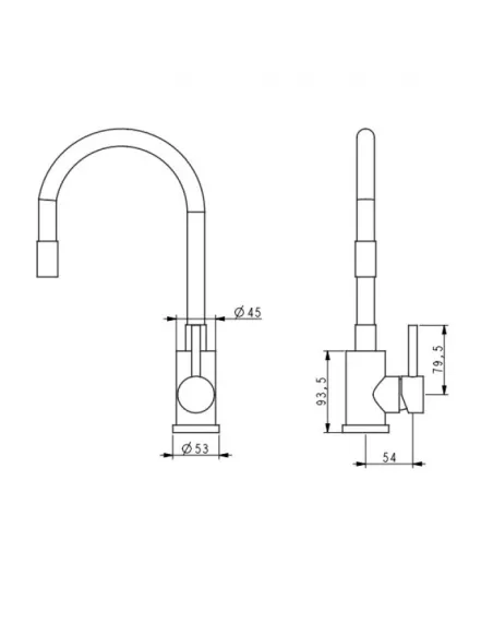 Змішувач для кухні з гнучким виливом Venta VS442SB, нержавіюча сталь, чорний - 4