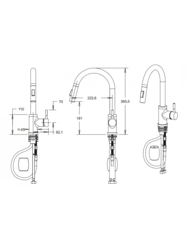 Смеситель для кухни с выдвижным изливом Venta VS42UЕS, нержавеющая сталь, сатин - 5