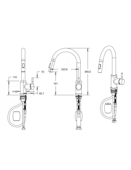Смеситель для кухни с выдвижным изливом Venta VS42UЕS, нержавеющая сталь, сатин - 5