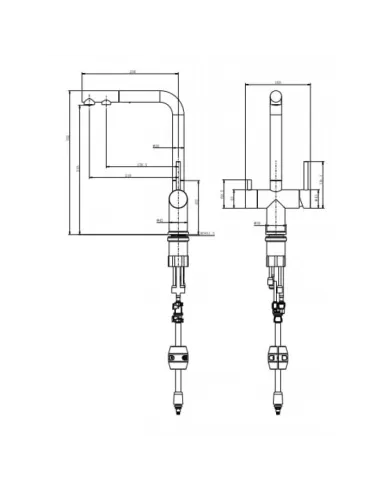 Змішувачі для кухні з підключенням до фільтру Venta VS82FES, витяжний вилив, нержавіюча сталь, сатин - 4