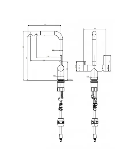 Змішувачі для кухні з підключенням до фільтру Venta VS82FES, витяжний вилив, нержавіюча сталь, сатин - 4