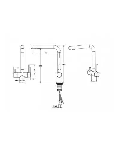 Смесители для кухни с подключением к фильтру Venta VS803FS, нержавеющая сталь, сатин - 2