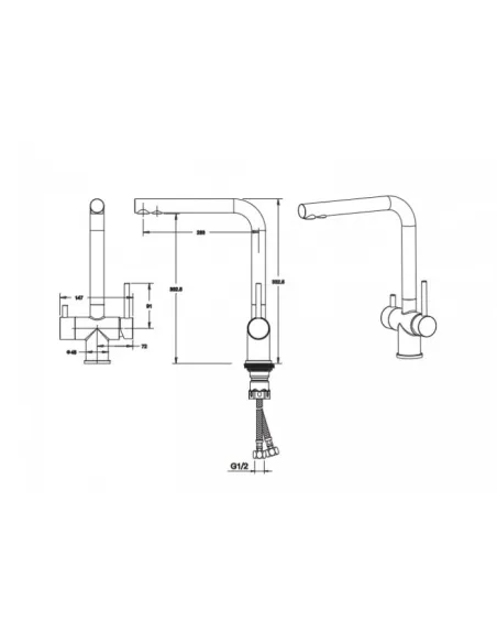 Смесители для кухни с подключением к фильтру Venta VS803FS, нержавеющая сталь, сатин - 2