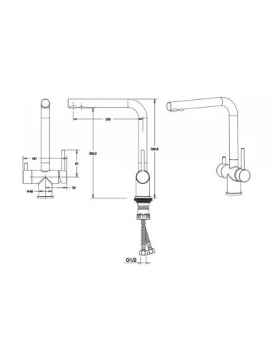Змішувачі для кухні з підключенням до фільтру Venta VS802FB, нержавіюча сталь, чорний - 4