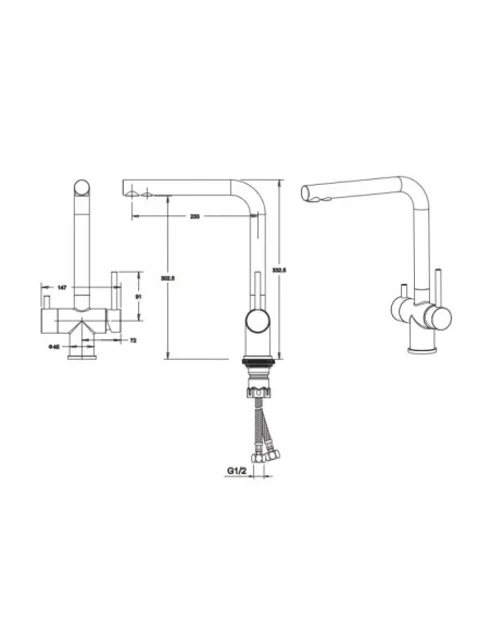Смесители для кухни с подключением к фильтру Venta VS802FB, нержавеющая сталь, черный - 4